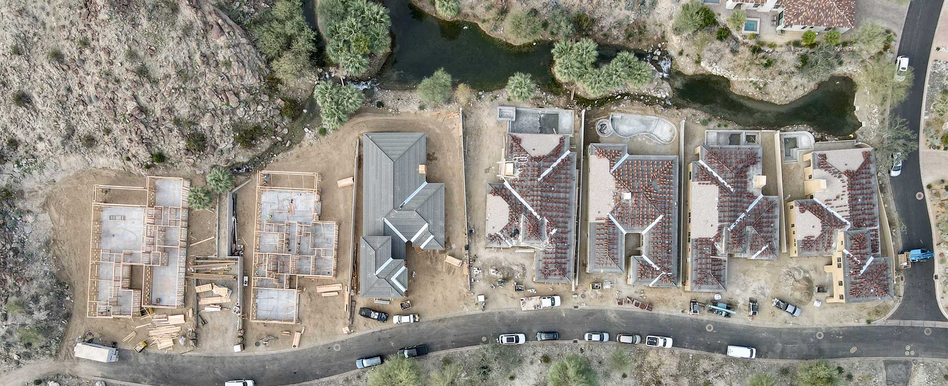 drone view of lots being built out.